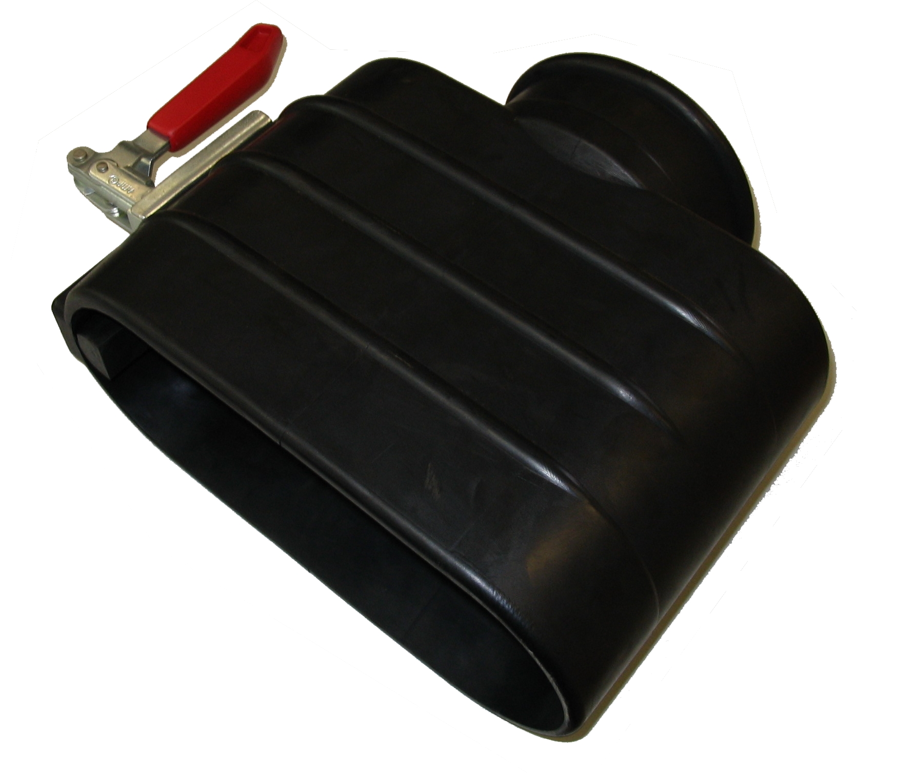 Abgastrichter mit Zange für extrem große Doppelrohrauspuff-Anlagen